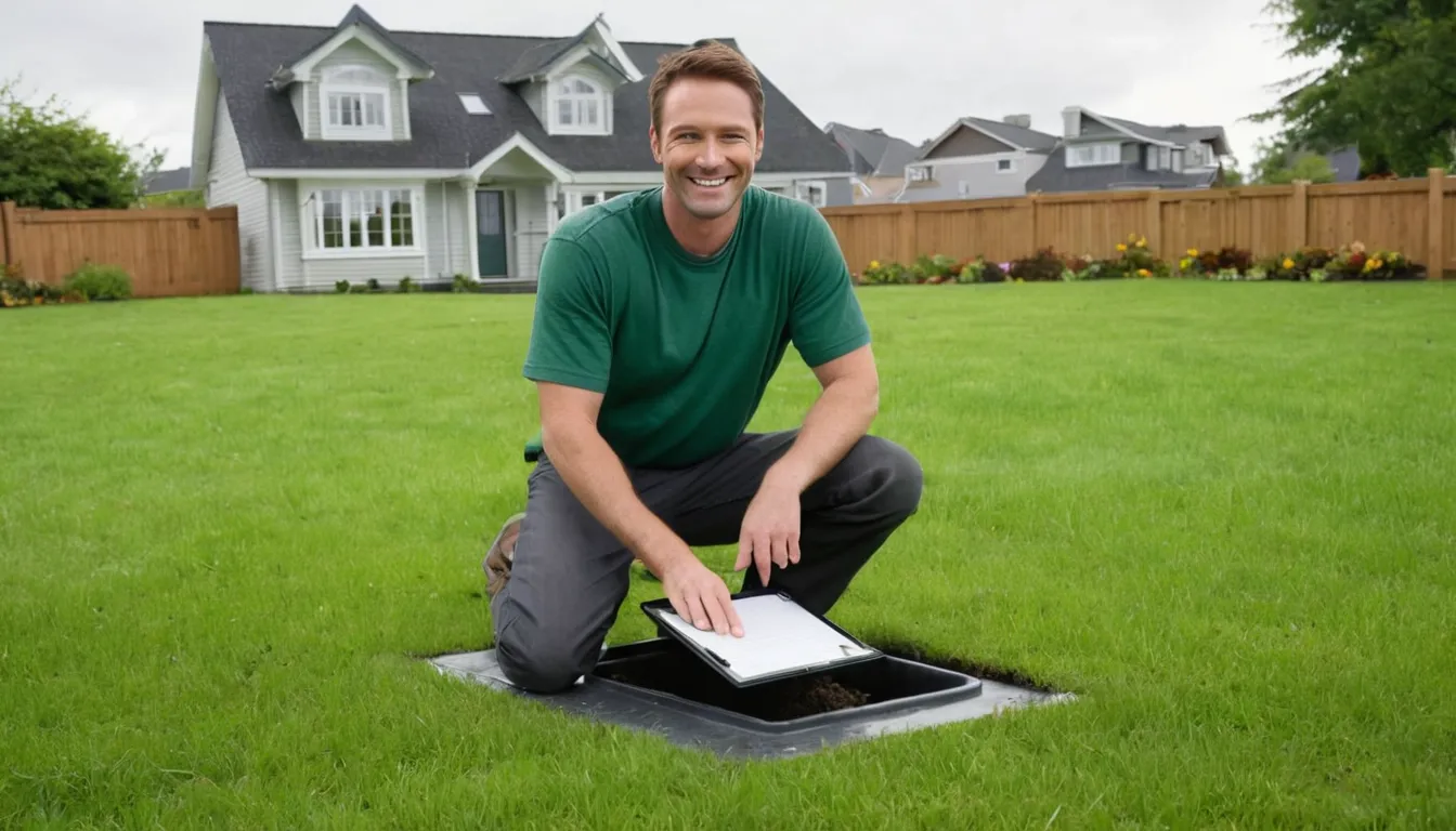 A provider checking a septic tank access lid at a home in the Crystal Lake area